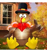 TURNMEON 3.5 Ft Thanksgiving Outdoor Decorations Inflatables Turkey Blow Up Yard Decorations Buil...