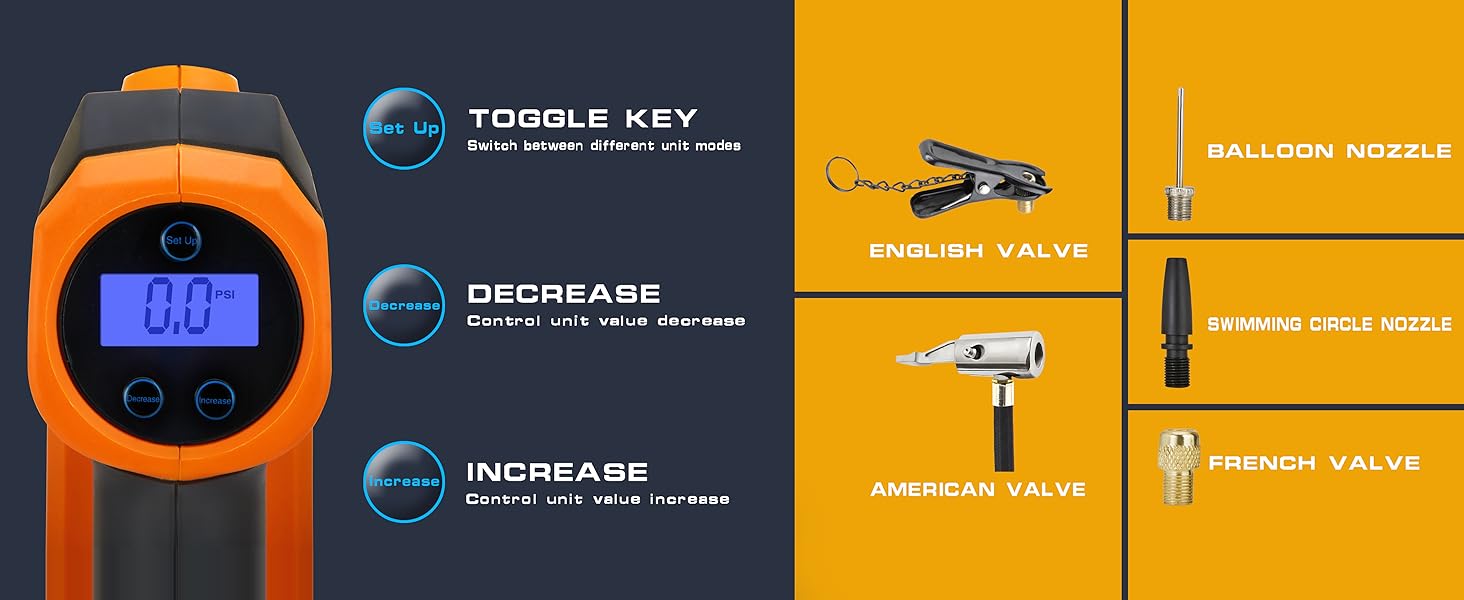 Inflator air compressor DEWALT car tire cordless inflation tyre pump ball lithium battery Inflating