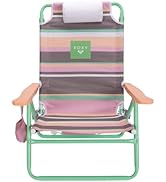 ROXY Beach Chair – Lounge Chair Outdoor, Lightweight Folding Chair with Adjustable Recline and Cu...