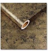 CRE8TIVE Antique Gold Wallpaper Textured Metallic Peel and Stick Wallpaper Removable Gold Contact...
