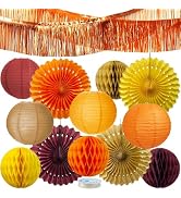 LOMOSO Fall & Thanksgiving Decor, Hanging Paper Lanterns Set | Versatile for autumn parties, Than...