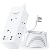 Flat Extension Cord, OLCORIFE 5ft Ultra Thin Flat Plug Power Strip, 6 Outlets 3 USB Ports(1 USB C...