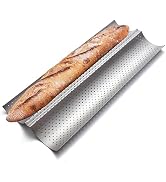 KITESSENSU Nonstick Baguette Pans for French Bread Baking, Perforated 2 Loaves Baguettes Bakery T...