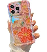 XIZYO Case for iPhone 15 Pro Max, Colorful Retro Oil Painting Flower Cute Floral Aesthetic Curly ...