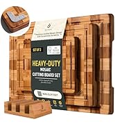 3 Pack Heavy Duty Bamboo Cutting Board Set Non Toxic Wooden Cutting Board for Kitchen Non Slip So...