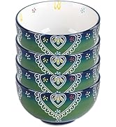Gnlnkn Hand-painted Ceramic Round Bowl Set of 4, Household Rice Bowl Noodle Bowl Cereal Bowl Sala...