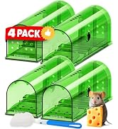 Motel Mouse Humane No Kill Live Catch and Release Mouse Traps, Reusable with Cleaning Brush - 4 Pack