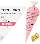 TOPULORS Disposable Piping Bags, 12"H 14" Full Size, 100PCS Pastry Bags with Twist Ties, Extra Th...