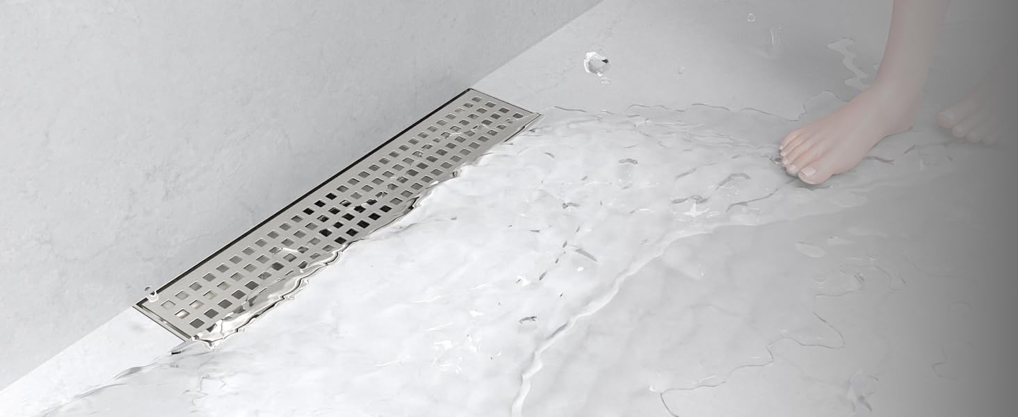 brushed linear shower drain