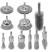 SBGGRL 11 Pcs Metal Carbon Steel Wire Wheel for Drill Set,Wool Brush Drill Attachment for Removin...