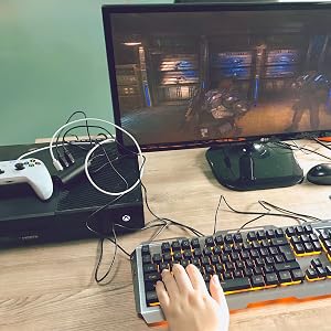 Orange Yellow Keyboard and Mouse Combo