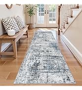 BYYVOO Washable 2x8 Runner Rug: Modern Abstract Non Slip Low Pile Carpet Runners for Hallway Entr...