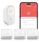 MOCREO WiFi Water Leak Detector Kit, 2000ft Long Range, SMS App Email Alerts, 105dB Adjustable Al...