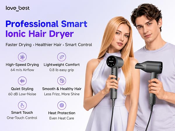 love best smart ionic hair dryer for faster drying and smoother hair