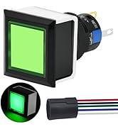 Square Latching Push Button Switch 21 * 21mm 0.83" Square Mounting Hole with LED Light 24V 1NO 1N...