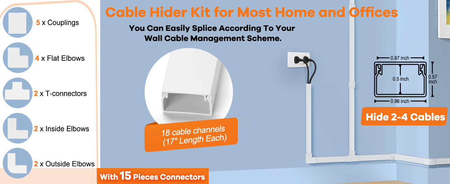 Wall cord cover kit