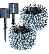 Solar String Lights Outdoor Waterproof 2 Pack Total 66ft 200LED 8 Modes Twinkle Lights Solar Fair...
