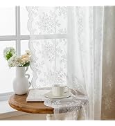 Sovtfides Sheer Lace Curtains 72 Inch Length 2 Panels Self Adhesive & Rod Pocket Curtains, 52×72 ...