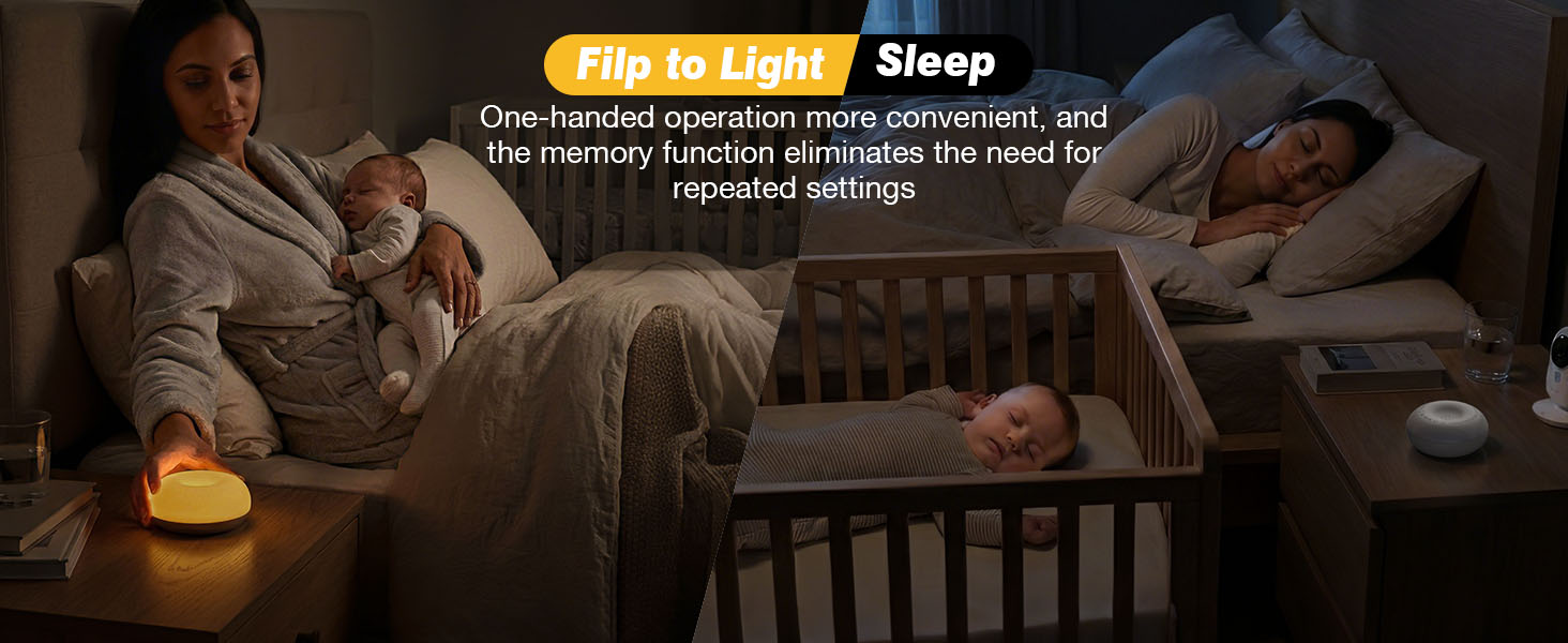 flip to light of sleep, easy one-hand operation