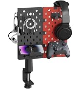 PEGZONE Clamp-on Pegboard, Modular Headphone and Controller Holder, Rotatable Controller Stand wi...