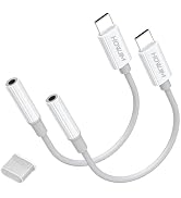 HOWJIM USB C to 3.5mm Headphone Jack Adapter 2PCS,USB C to Aux Audio Dongle | DAC Chip Nylon Cabl...