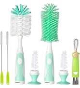 Baby Bottle Brush, 5 in 1 Bottle Cleaner Brush Set with Nylon and Silicone Bottle Brush, Straw Br...