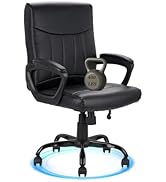 CLATINA Mid Back Leather Office Executive Chair with Lumbar Support and Padded Armrestes Swivel A...