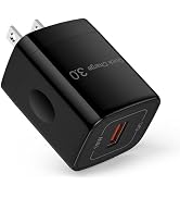 USB Wall Charger, 18W Quick Charge 3.0 Fast Charging Block Android Wall Charger Box Cube Power Ad...