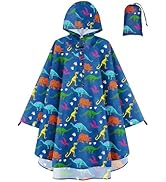 OlyPegic Kids Rain Poncho with Hooded Reusable Waterproof Lightweight Ponchos Kids Boy Girl Rainc...