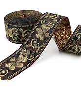 IDONGCAI Vintage Jacquard Ribbon Black Jacquard Trim Embroidery Bee & Floral Webbing Ribbon Woven...