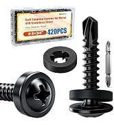 weideer 420pcs #8×3/4" Self Tapping Screws for Metal, 410 Stainless Steel Metal Screw, Black Oxid...