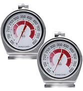 Precixe 2.5 Inch Stainless Steel Oven and Grill Thermometer 2-Pack | NSF Certified | Hanging or S...