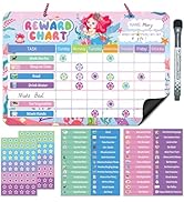 Reward Chart for Kids, Mermaid Behavior Chart for Kids at Home with 52 Chore Charts, 120 Magnetic...