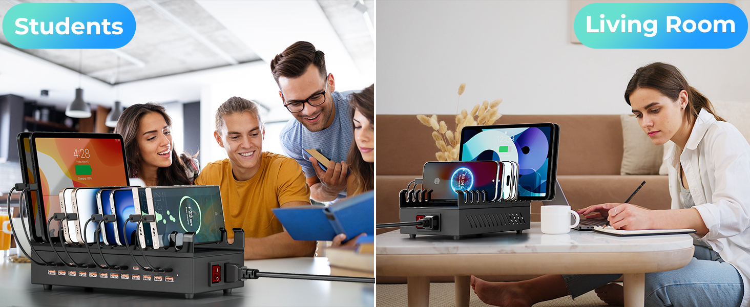 Charging Station for Multiple Devices, 300W 24 Ports USB Charger Block Multiple USB Power Strip