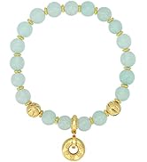 ZenBless Jade Bracelet Feng Shui Bracelet for Women 18k Gold Plated Sanskrit Pendant Yoga Mala Be...