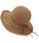 Floppy Sun Beach Hat for Women,Foldable Wide Brim Straw Sun Hat Fedora Beach Hats