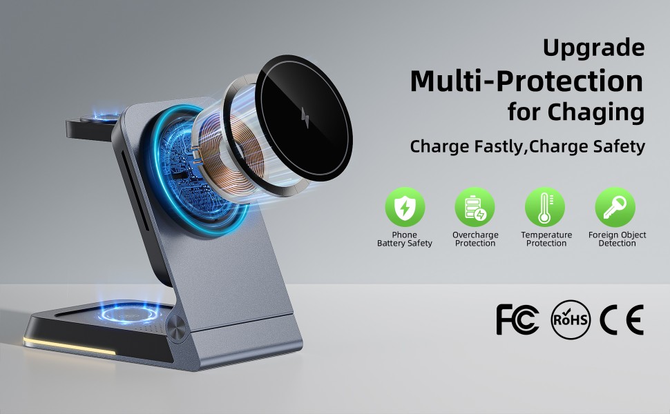 3 in 1 portable charger,3 in one charger iphone watch and airpods,wireless charger stand