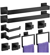 10-Piece Black Bathroom Accessories Set - 304 Stainless Steel Towel Racks for Bathroom - Include ...