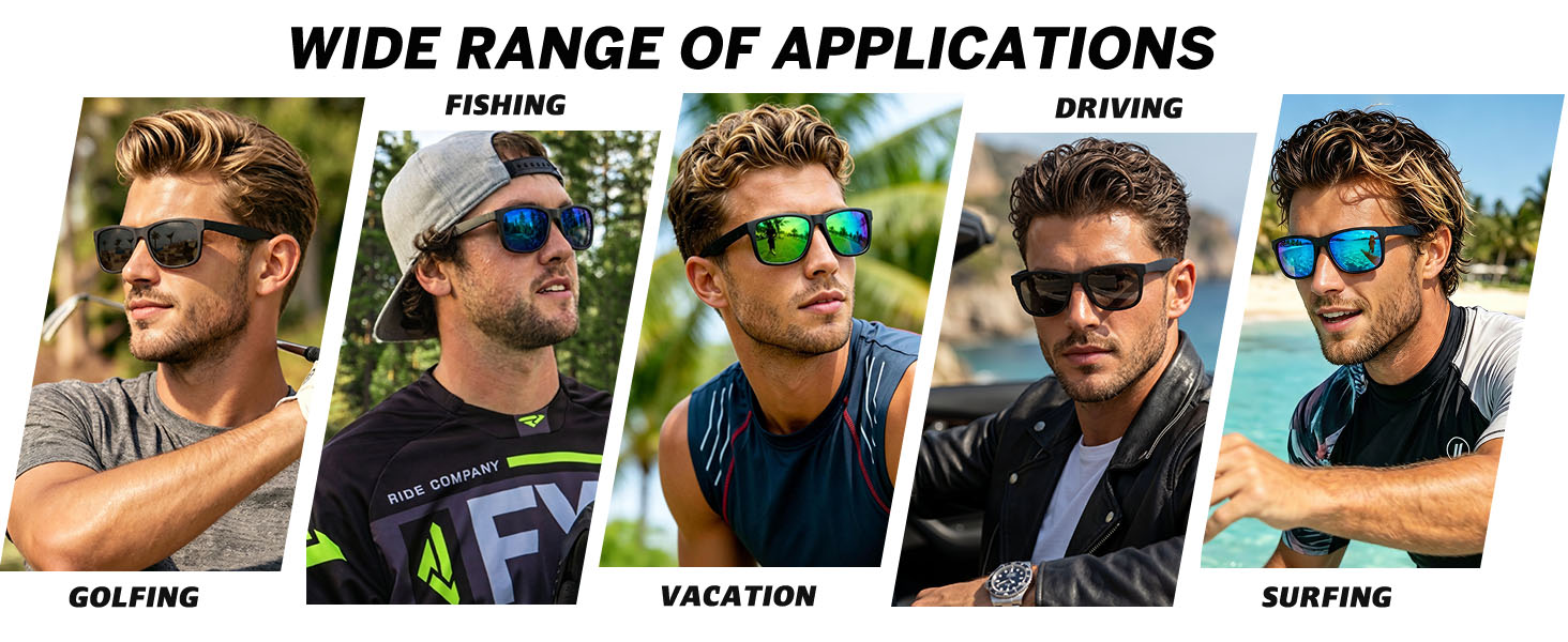 WIDE RANGE OF APPLICATIONS GOLFING VACATION SURFING DRIVING FISHING