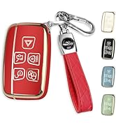 MILD EAST for Land Rover Key Fob Cover with Keychain, Car Key Case Shell Protector 5 Buttons for ...