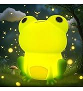 POSSHE Frog Night Light, Frog Gifts, Cute Silicone Nursery Rechargeable Dimmable Bedside Lamp, Ki...