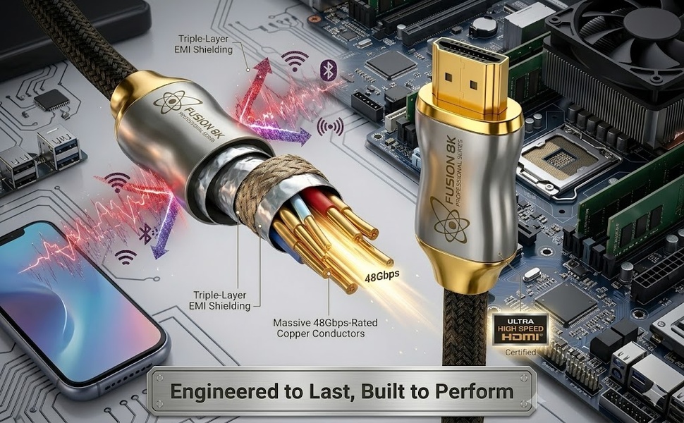 Fusion8K Ultra High Speed HDMI 2.1 Cable — premium packaging and braided cable