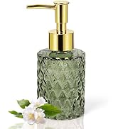 Retyion Glass Hand Soap Dispenser with Gold Pump for Bathroom/Kitchen,Green | Small Crystal Soap ...