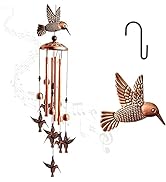 Bird Wind Chimes, Feilifan Outdoor Hummingbird Wind Chime with 4 Aluminum Tubes & S Hook Unique W...