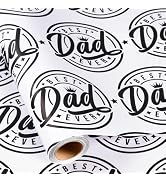 Yarcony Father’s Day Wrapping Paper Roll - 17in x 16.5ft, Simple Best Dad Ever Design Black Gift ...