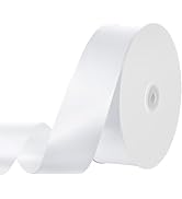 White Ribbon 1-1/2 inch 60 Yards Double Faced White Polyester Satin Ribbon for Flower Bouquet Hai...