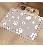 Dog Food Mat 18"*30" Absorbent Dog Mat for Food and Water Bowls with Waterproof Rubber Backing, N...
