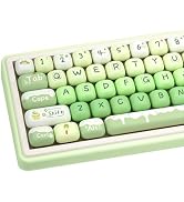 GEKUCAP Thick PBT Keycaps Set, Cute Green Keycap MOG Profile, 5 Side Dye-Sublimation Round Keycap...