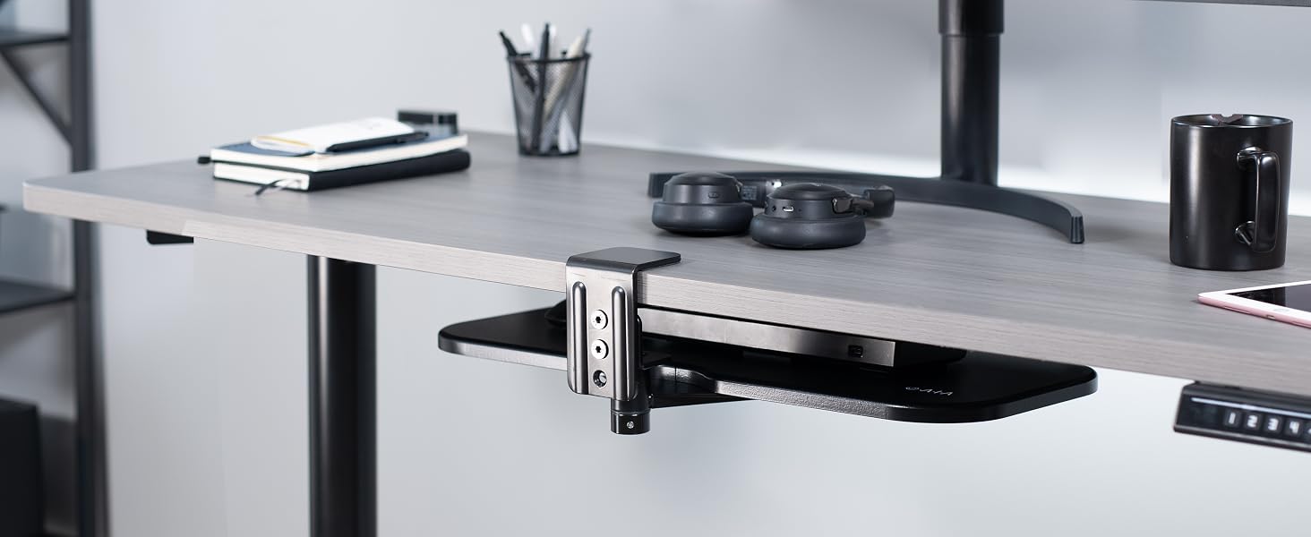 Single Clamp Rotating Keyboard Tray
