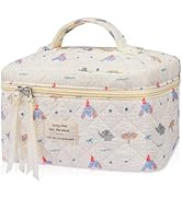 Gosect Large Makeup Bag, Cute Cosmetic Bag for Women Girls, Floral Coquette Aesthetic Toiletry Ba...
